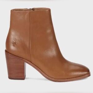 Frye Georgia Leather Zip Ankle Booties Camel